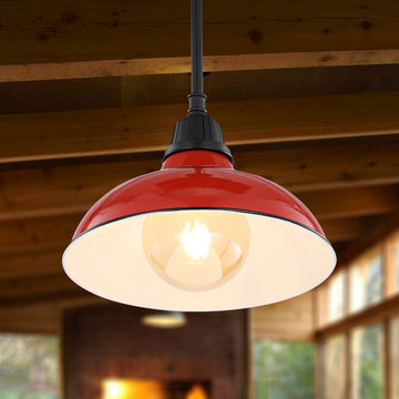 Jasper 12.25" Farmhouse Industrial Indoor/Outdoor Iron LED Pendant